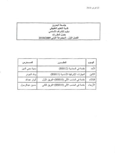 Basic supervision diploma course schedule group one