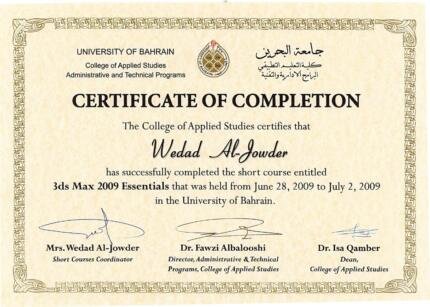 College of applied studies certificate