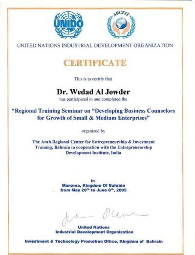 Unido certificate regional seminar on developing business co