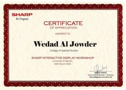 Sharp certificate of appreciation