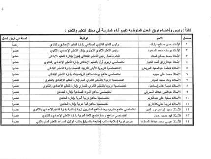 Roster of school award evaluation work teams part three