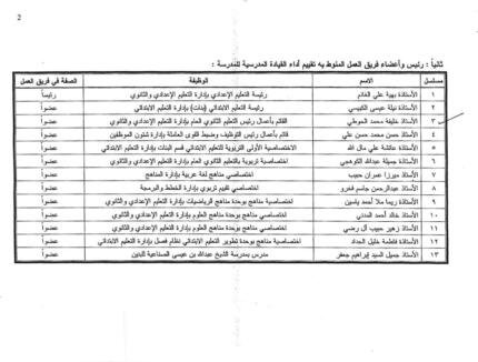 Roster of school award evaluation work teams part two