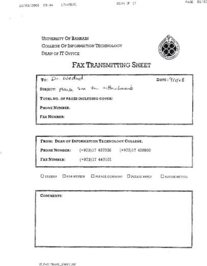University of bahrain document page